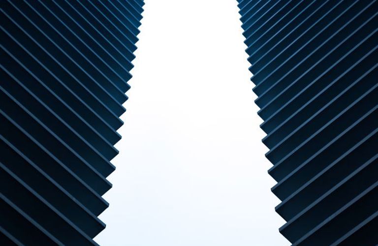 Lenvi abstract image of two ribbed structures with white space in between