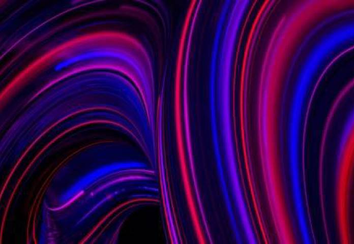 Abstract swirling lights in pink and blue, symbolizing complex risk management for factoring - Lenvi appointed by BNP Paribas