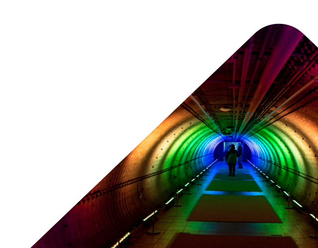 colourful image of a tunnel representing Lenvi Riskfactor brochure download for fraud detection and operational efficiency