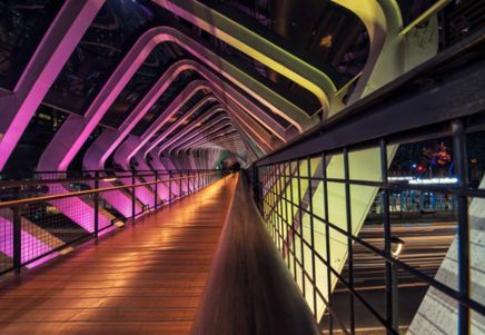 Illuminated modern pedestrian bridge - Lenvi Insights