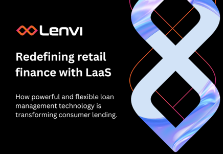 Lenvi's 'Redefining retail finance with LaaS' use case cover, featuring an infinity symbol representing loan management technology